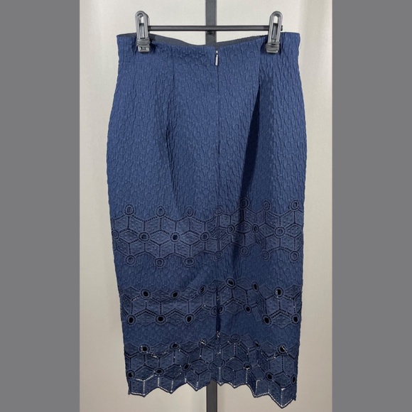 NEW Rebecca Taylor Skirt Womens 4 blue pencil midi designer classic - Picture 9 of 11